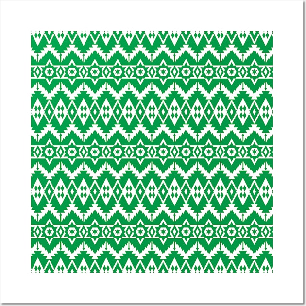 Green Geometric Xmas Print Wall Art by ilhnklv